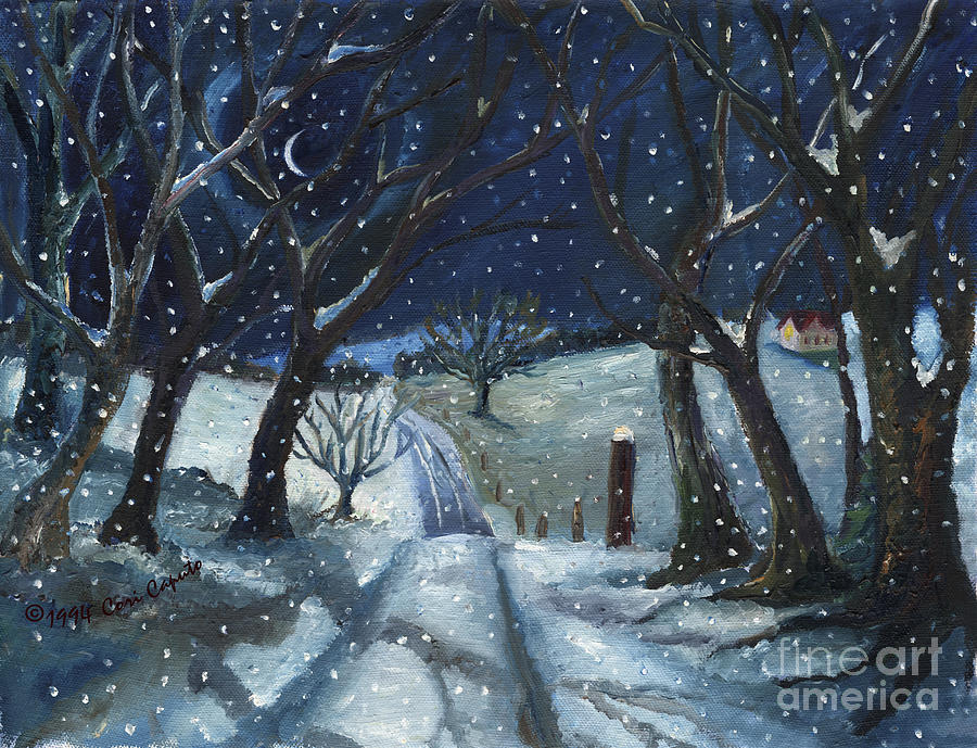 Tree Painting - Winter Road by Cori Caputo