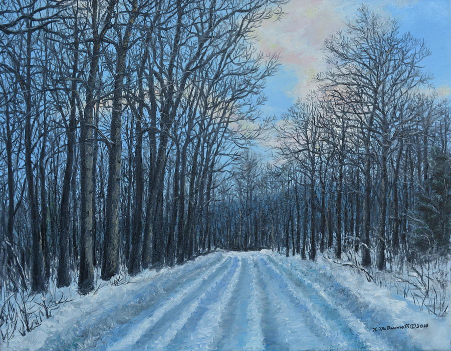 Winter Road to the Gas Well Painting by Kathleen McDermott