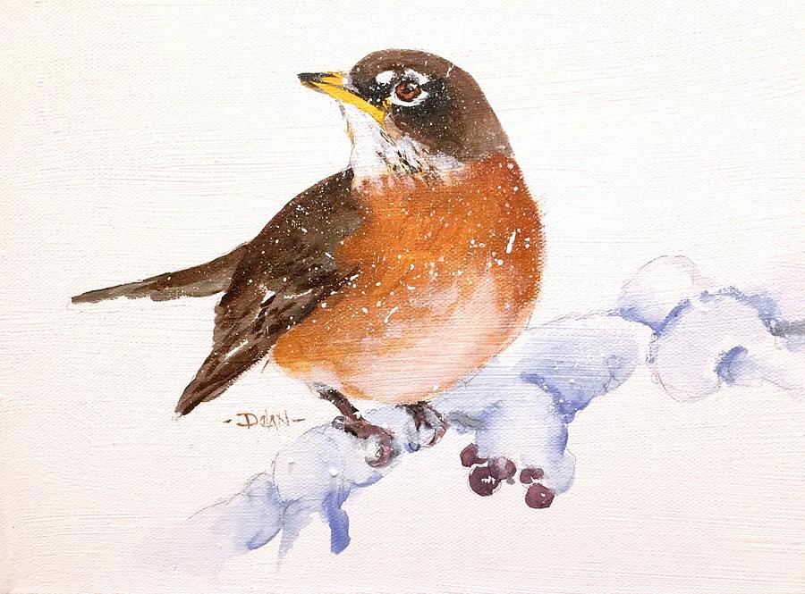 Winter Robin Painting by Pat Dolan