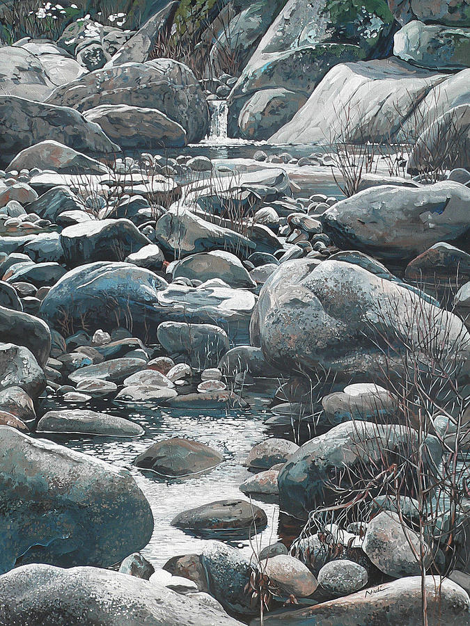 Winter Rocks Painting by Nadi Spencer