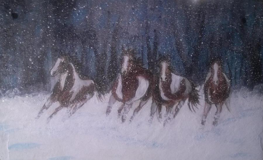 Winter Run Painting by Elizabeth Waitinas