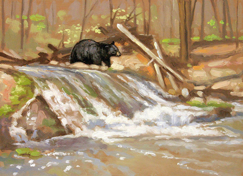 Waterfall Painting - Winter Run-off Black Bear by Larry Seiler