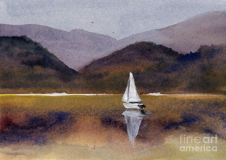 Mountain Painting - Winter Sailing at Our Island by Randy Sprout