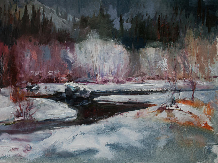 Winter Sanpoil River Painting by Gregg Caudell