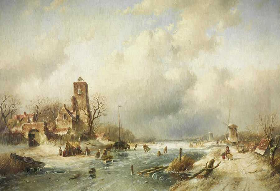 Winter Scene 2 Painting by Charles Leickert