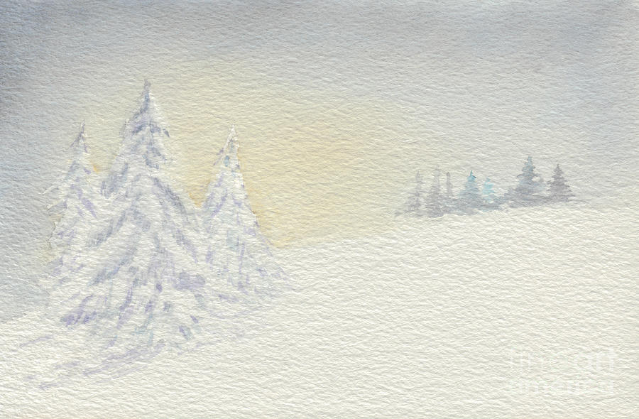Winter Scene At Dawn Painting