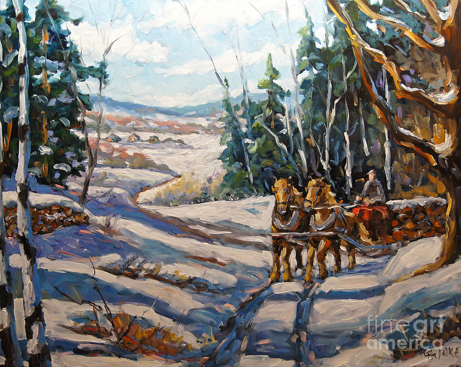 Winter Scene Loggers Horses by Prankearts Painting by Richard T Pranke