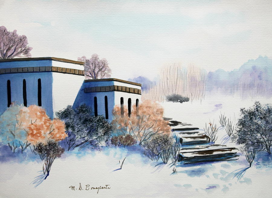 Winter Scene Painting by M Diane Bonaparte