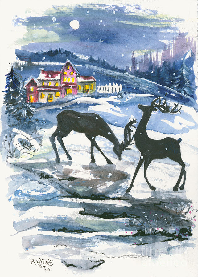 Winter Scene no. 2  Painting by Elisabeta Hermann