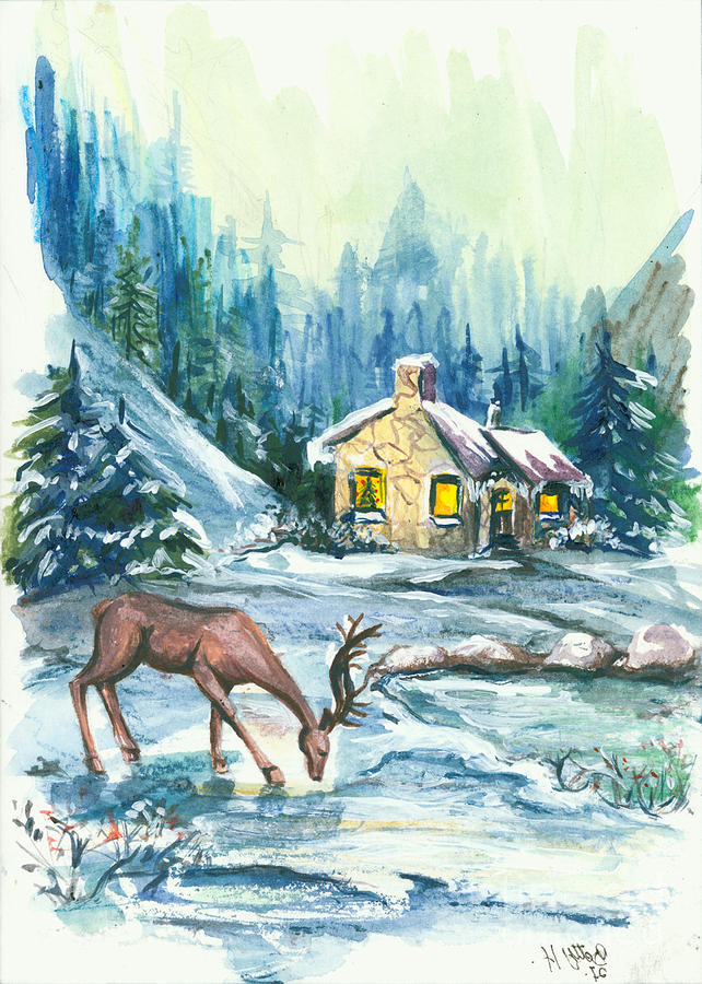 Winter Scene No.1 Painting by Elisabeta Hermann