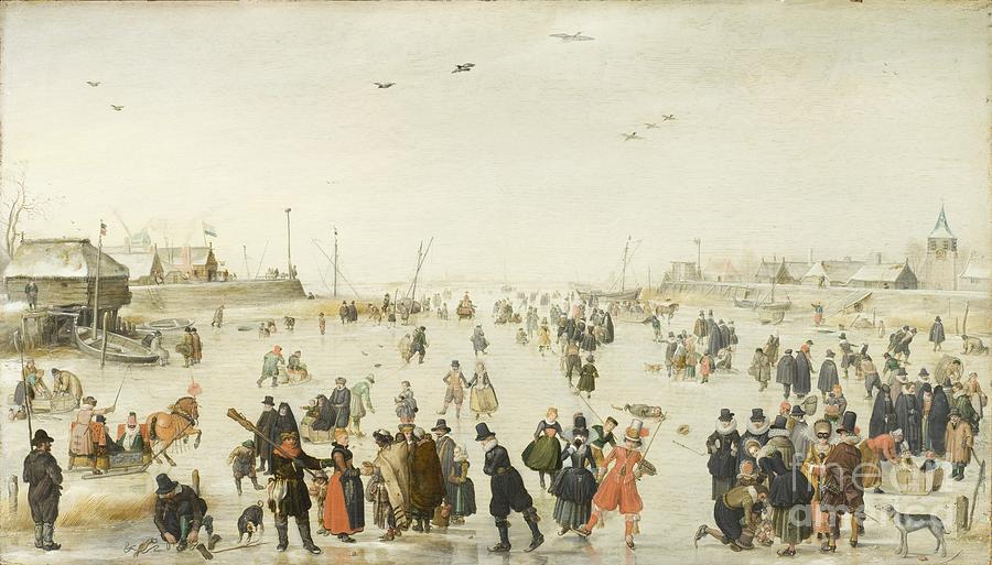 Winter Scene on a Frozen Canal Painting by Celestial Images