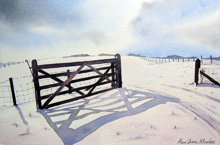Landscape Painting - Winter Scene with Gate by Paul Dene Marlor