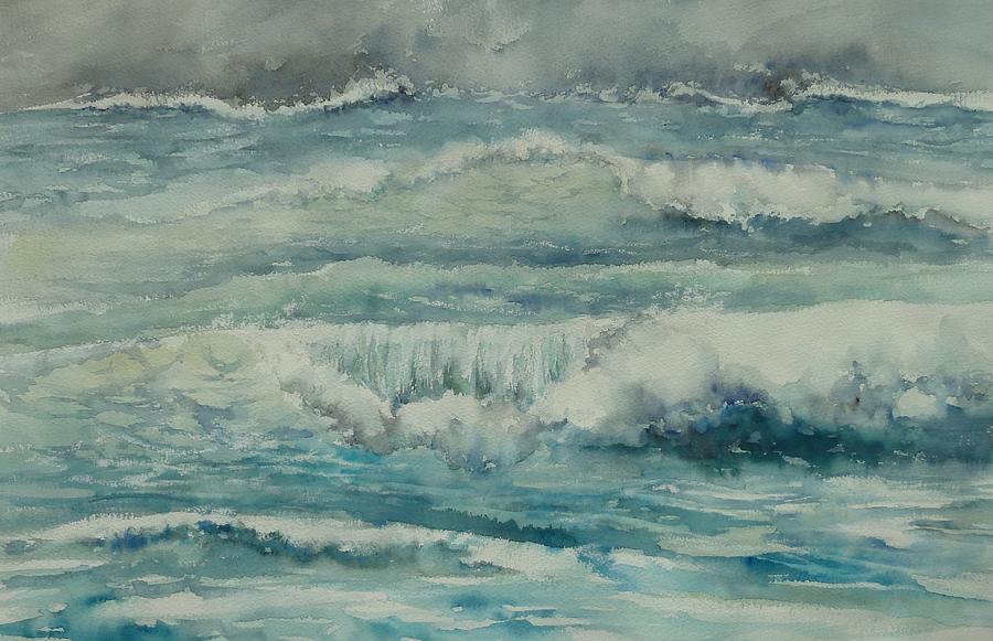 Waves Painting - Winter sea by Denise Allen