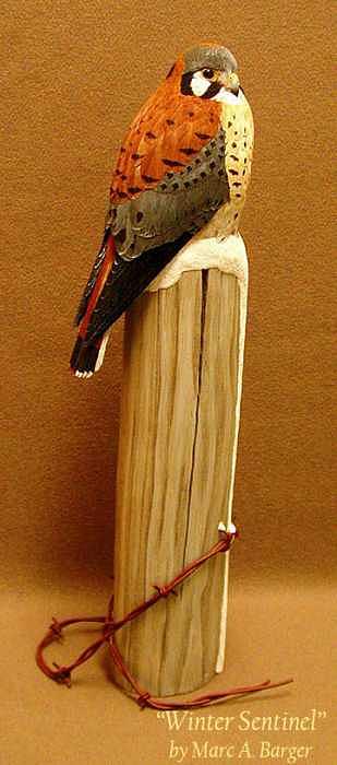 Kestrel Sculpture - Winter Sentinel by Marc Barger Kestrel Sculpture - Winter Sentinel by Marc Barger