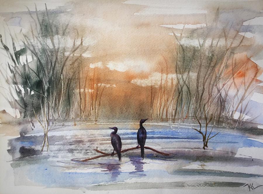 Winter sereniny Painting by Katerina Kovatcheva