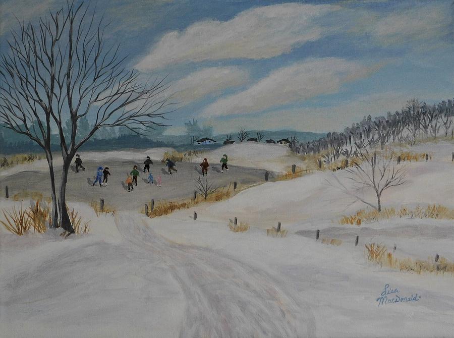 Landscape Painting - Winter Skate by Lisa MacDonald Landscape Painting - Winter Skate by Lisa MacDonald