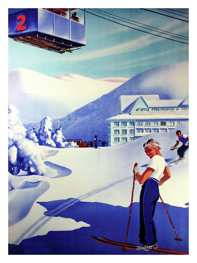 Winter Painting - Winter ski season in hotel by Long Shot