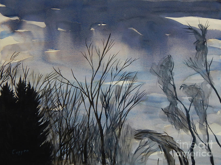 Winter Sky Along the Mohawk #1 Painting by Robert Coppen