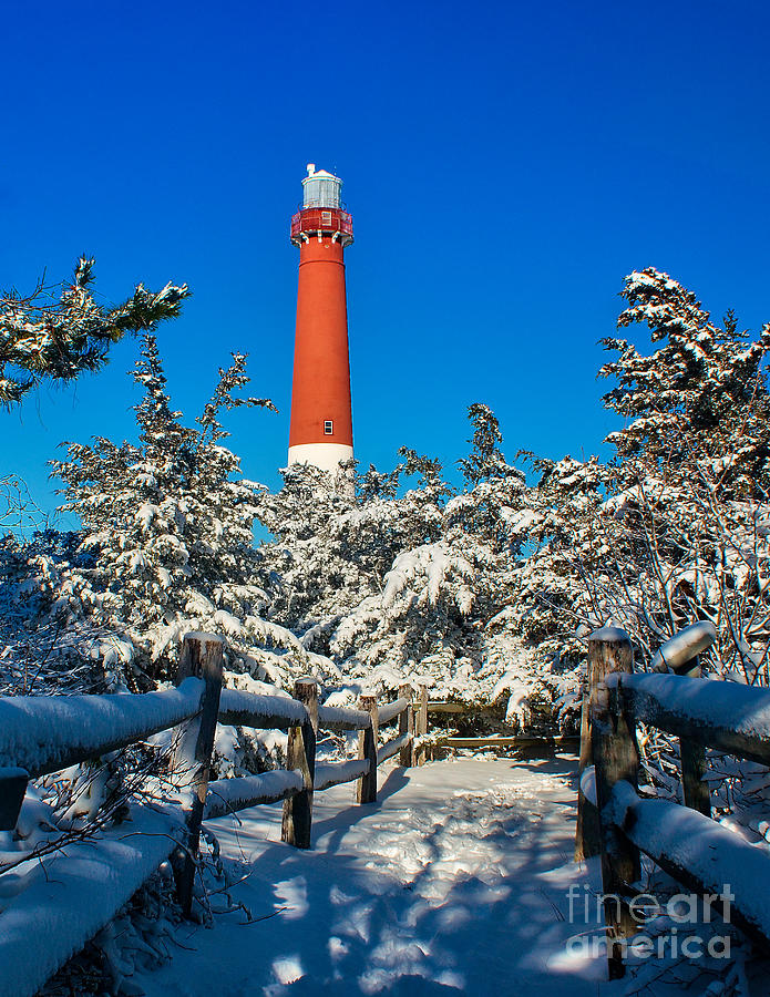 Winter Snow at Barnegat Lighthouse Photograph by Nick Zelinsky Jr