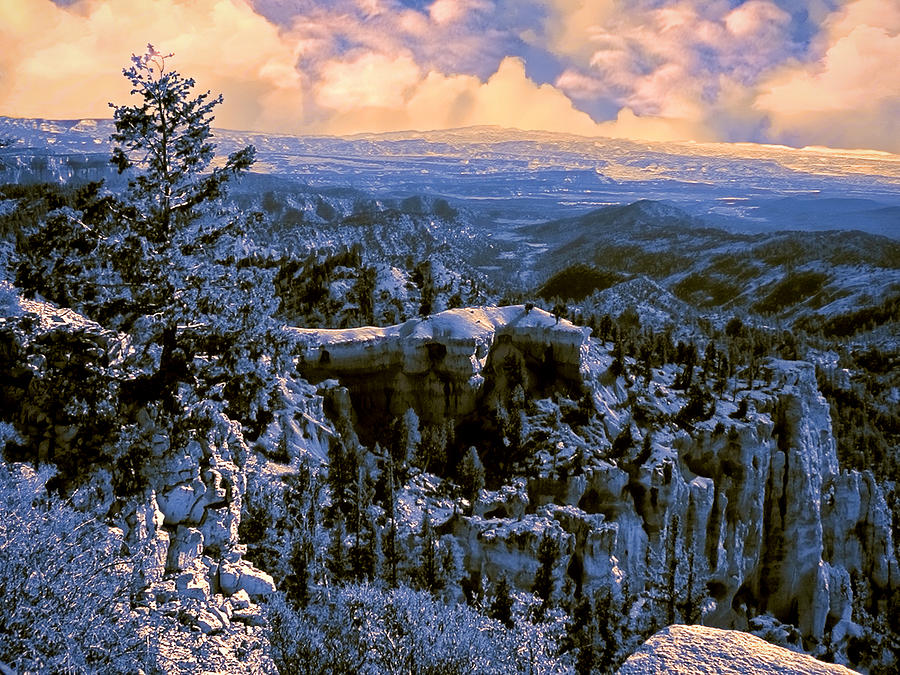 Winter Painting - Winter Snow HooDoos at Bryce Canyon National Park by Elaine Plesser