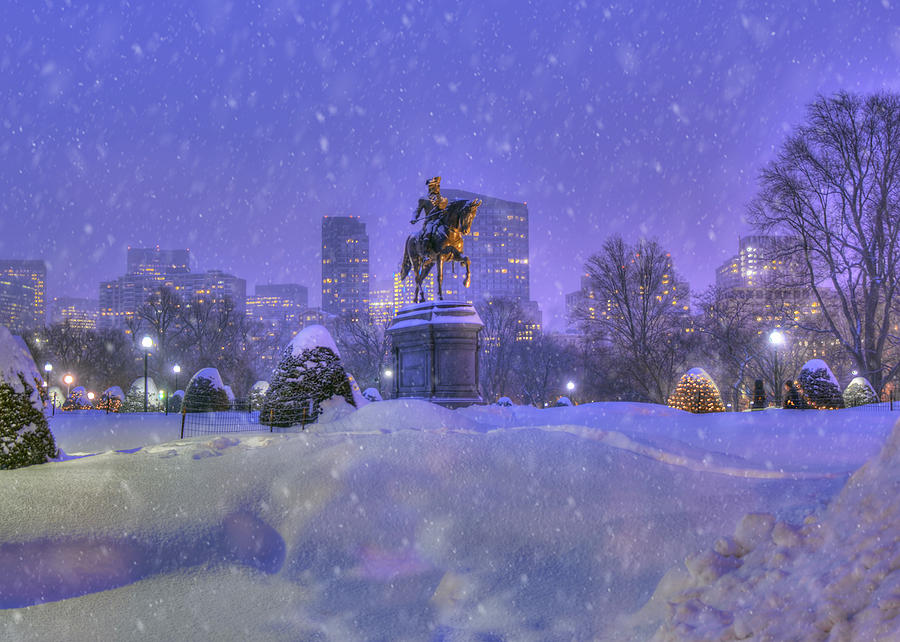 Winter Snow in Boston Public Garden Photograph by Joann Vitali