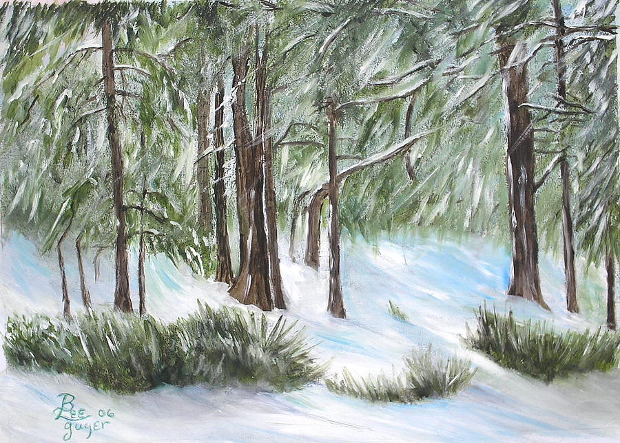 Winter Snow in the pines Painting by Betty Lee Guyer - Fine Art America