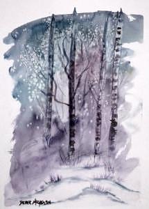 WINTER snow landscape painting print Painting by Derek Mccrea WINTER snow landscape painting print Painting by Derek Mccrea