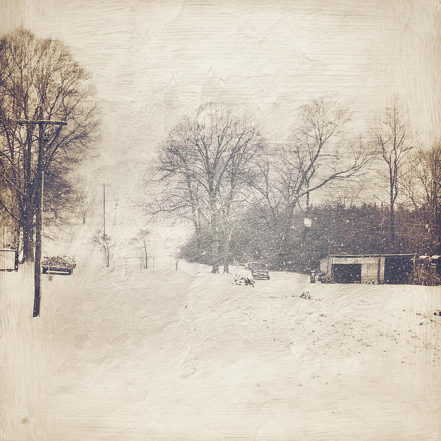 Rural Scene Photograph - Winter Snow Storm At The Farm by Melissa D Johnston