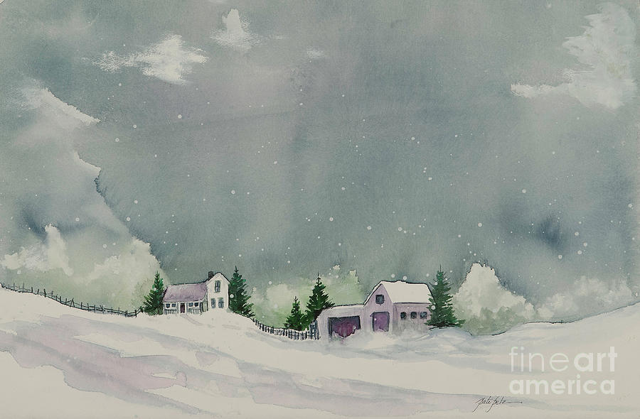 Winter Snow Storm Painting by Pati Pelz