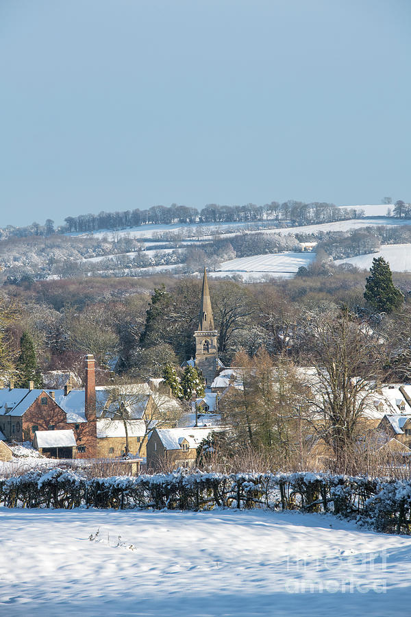 Winter Snowfall Lower Slaughter Portrait Photograph by Tim Gainey