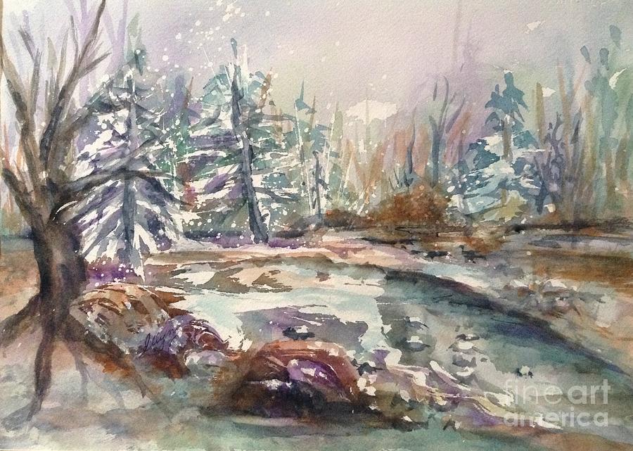 Winter Woods Painting by Ellen Levinson