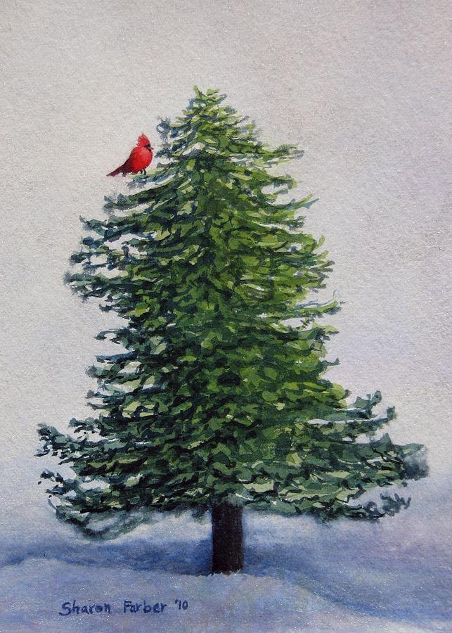Cardinal Painting - Winter Solstice by Sharon Farber