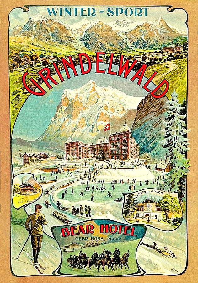 Winter Painting - Winter Sport in Grindelwald, Switzerland by Long Shot