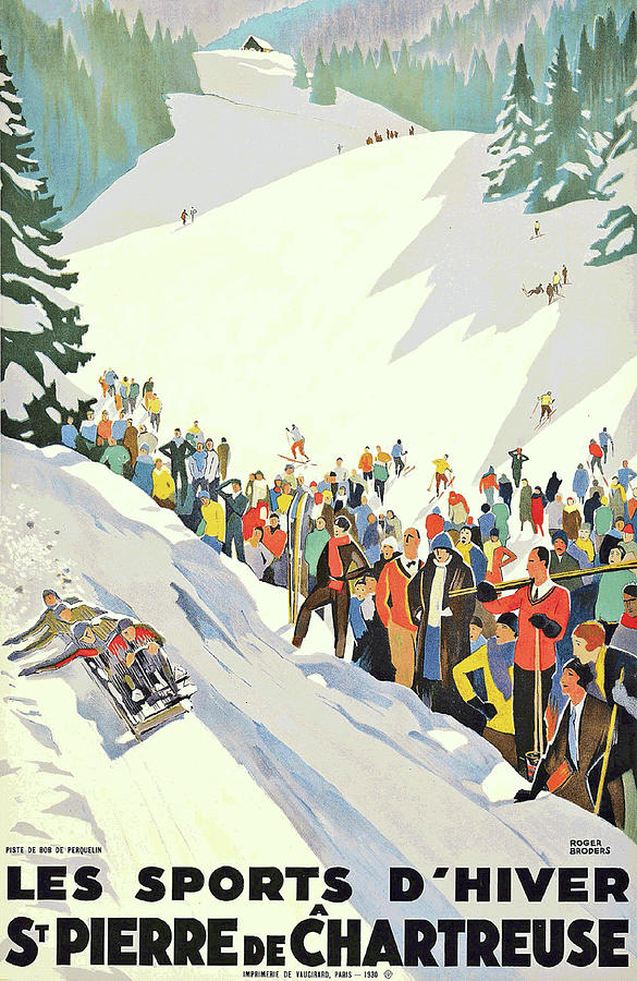 Winter sport, mountain, France Painting by Long Shot