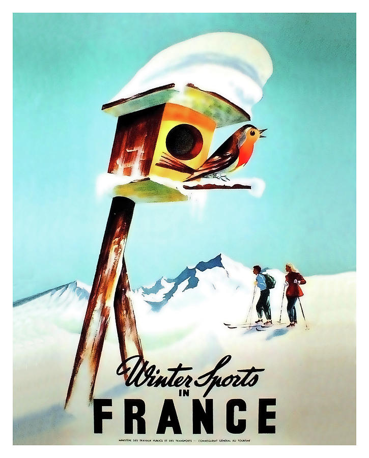 Winter Sports in France, travel poster Painting by Long Shot