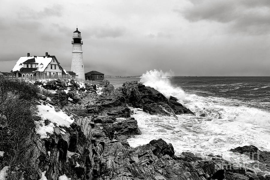 Winter Storm at Portland Head Photograph by Olivier Le Queinec