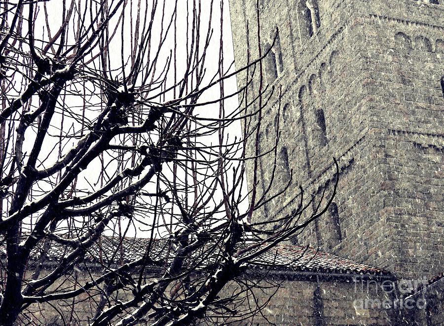Architecture Photograph - Winter Storm at the Cloisters 2 by Sarah Loft