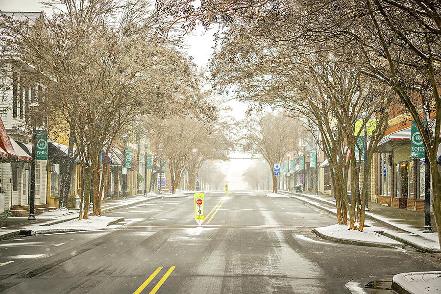 Winter Storm Passing Through York South Carolina Downtown Photograph by