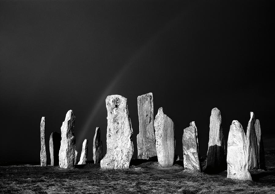 Winter Storm Sky Over Callanish. Outer Hebrides, Scotland.    Black And White Photograph