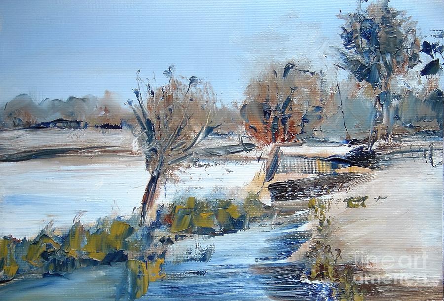 Winter stream Painting by Angela Cartner
