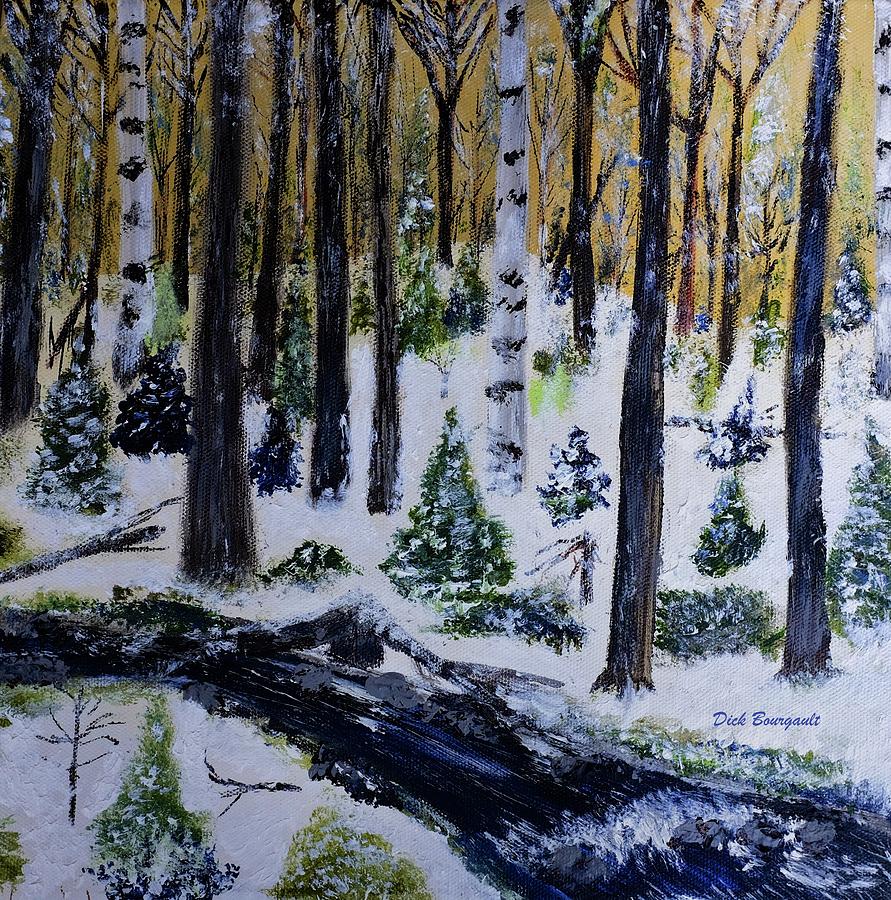 Winter Stream Painting by Dick Bourgault