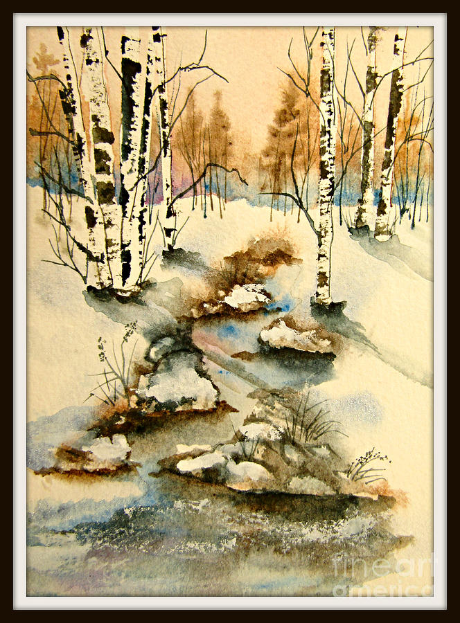 Winter Stream Painting by Janet Cruickshank
