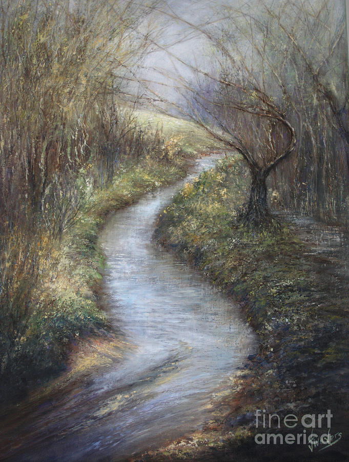 Winter Stream Painting by Valerie Travers