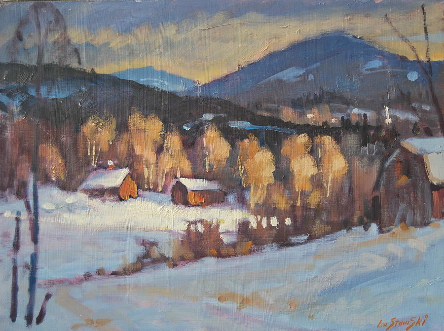 Barn Painting - Winter study by Len Stomski