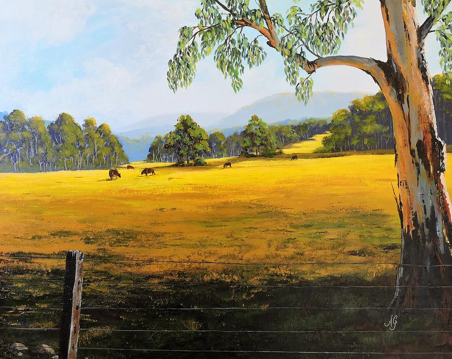 Winter sun at Bewong Painting by Anne Gardner