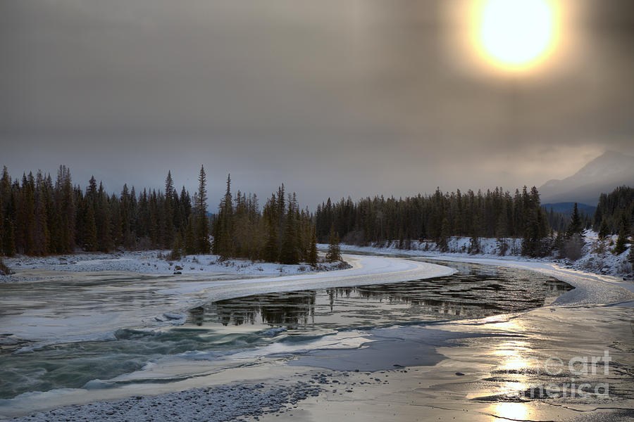Winter Sun Over The Athabasca River Photograph by Adam Jewell