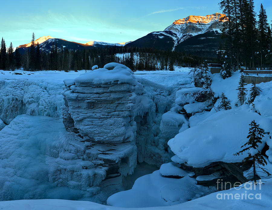Winter Sunkiss Over Athabasca Falls Photograph by Adam Jewell