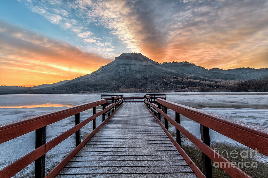 Winter Sunrise at Flatiron Reservoir located in Loveland, Colora Photograph by Ronda Kimbrow