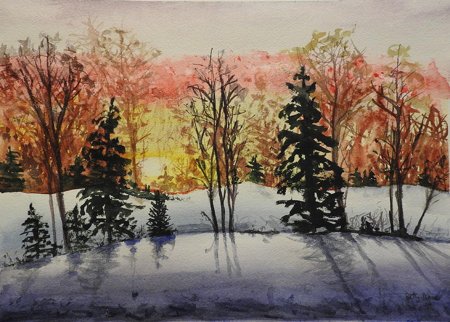 Winter Sunrise Painting by Betty-Anne McDonald