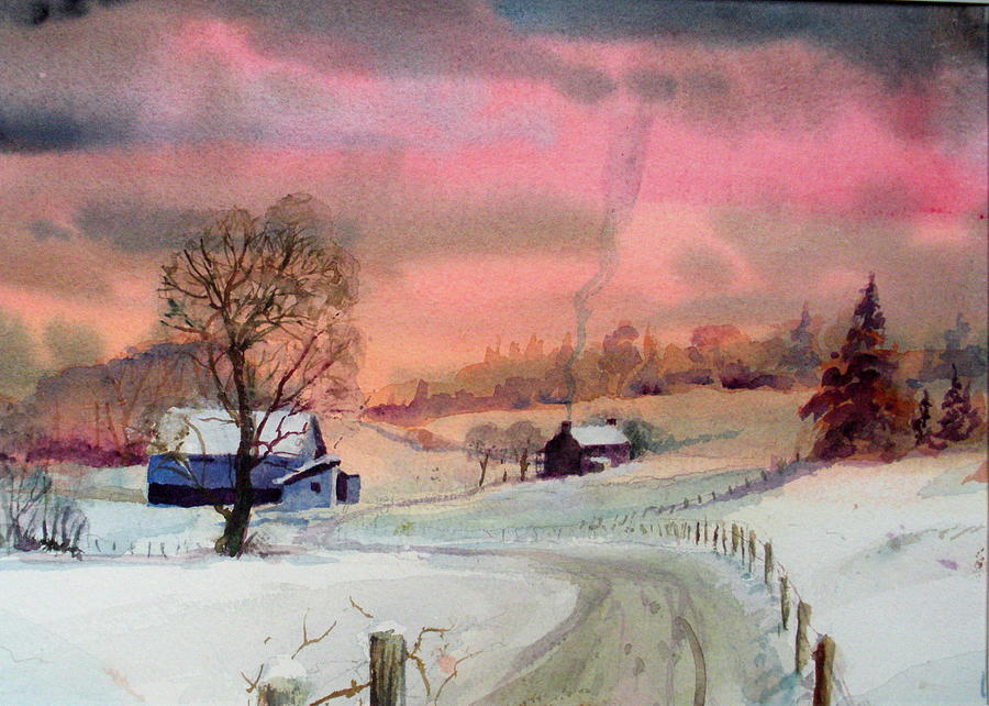 winter sunrise painting